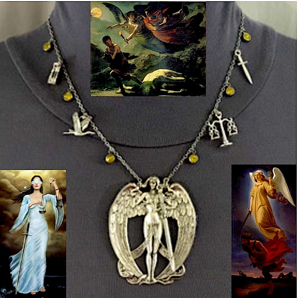 “Nemesis: Goddess of Retribution" Greek Roman Mythology Handmade Necklace, Sword